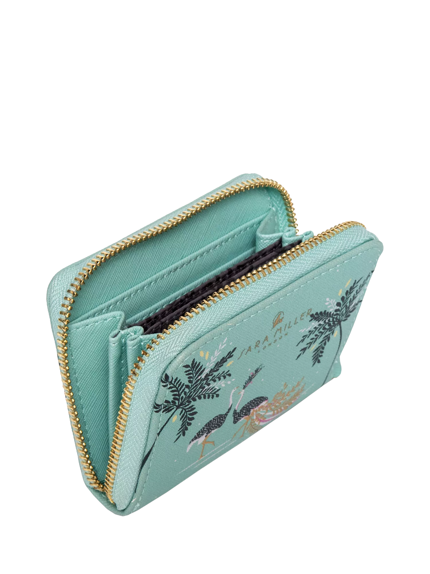 Sara Miller zip purse in Ostrich Mint small (British brand)