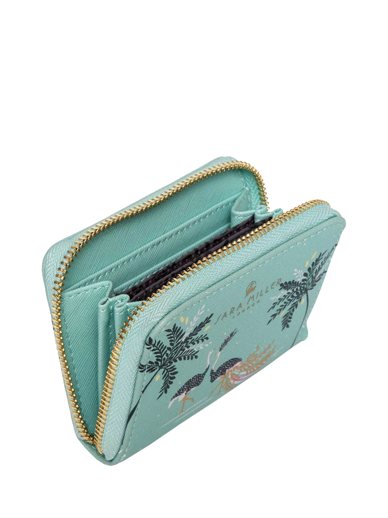 Sara Miller zip purse in Ostrich Mint small (British brand)