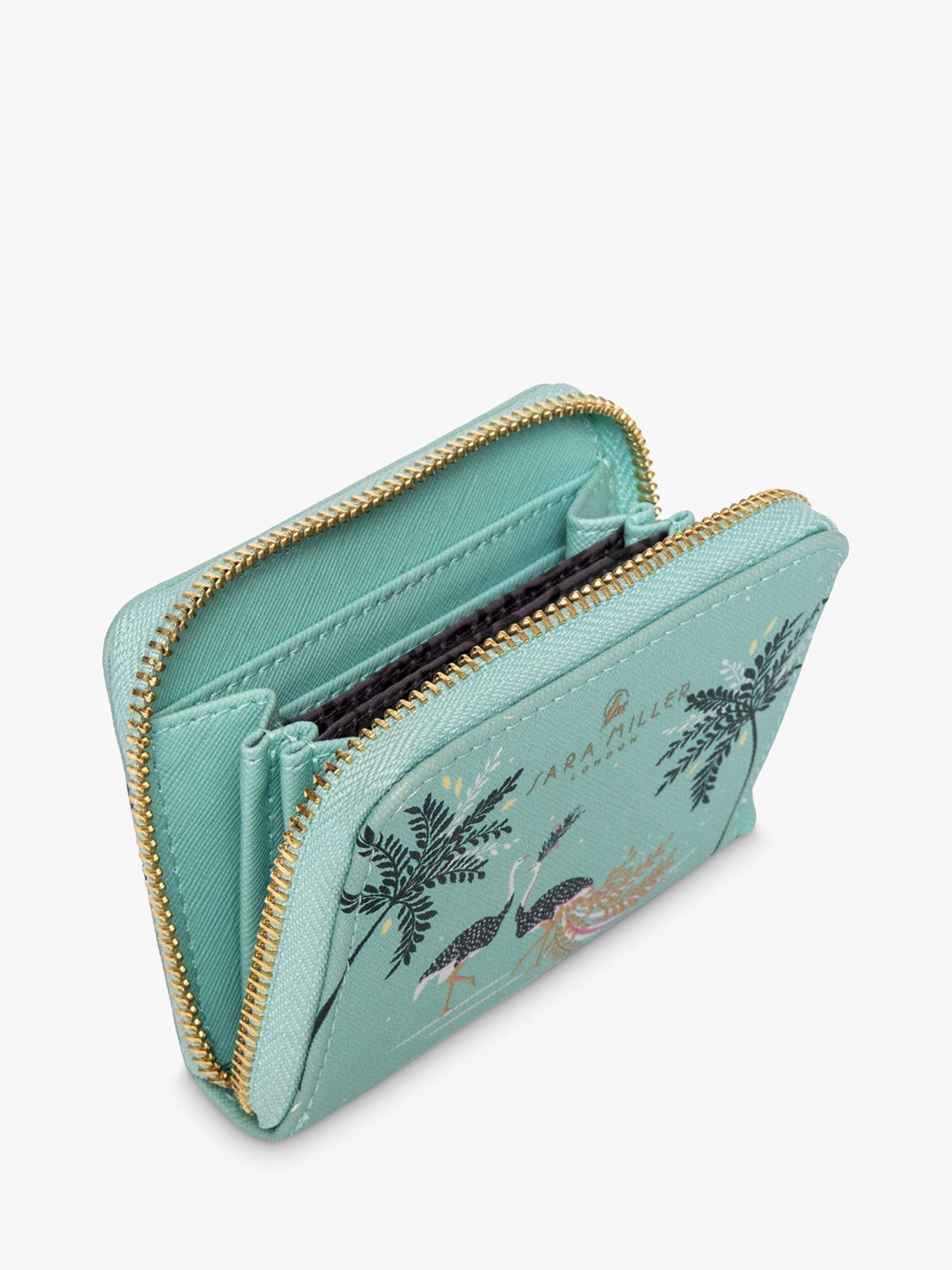 Sara Miller zip purse in Ostrich Mint small (British brand)