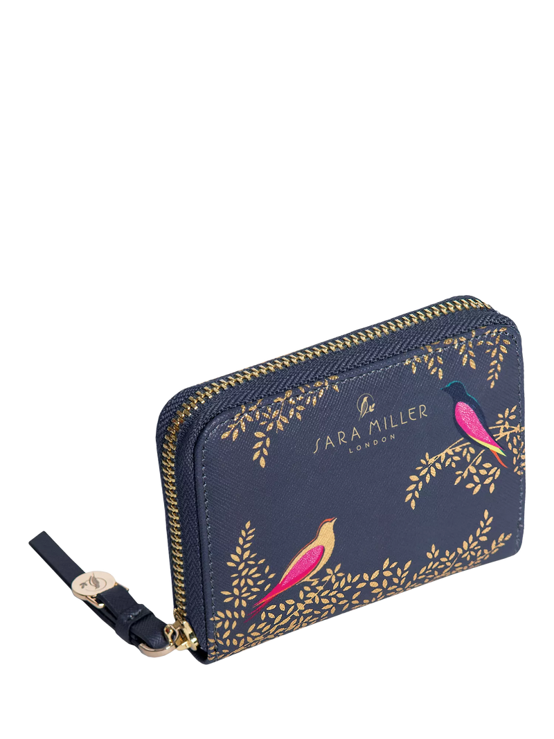 Sara Miller zip purse Smokey Blue Birds, imported from the UK