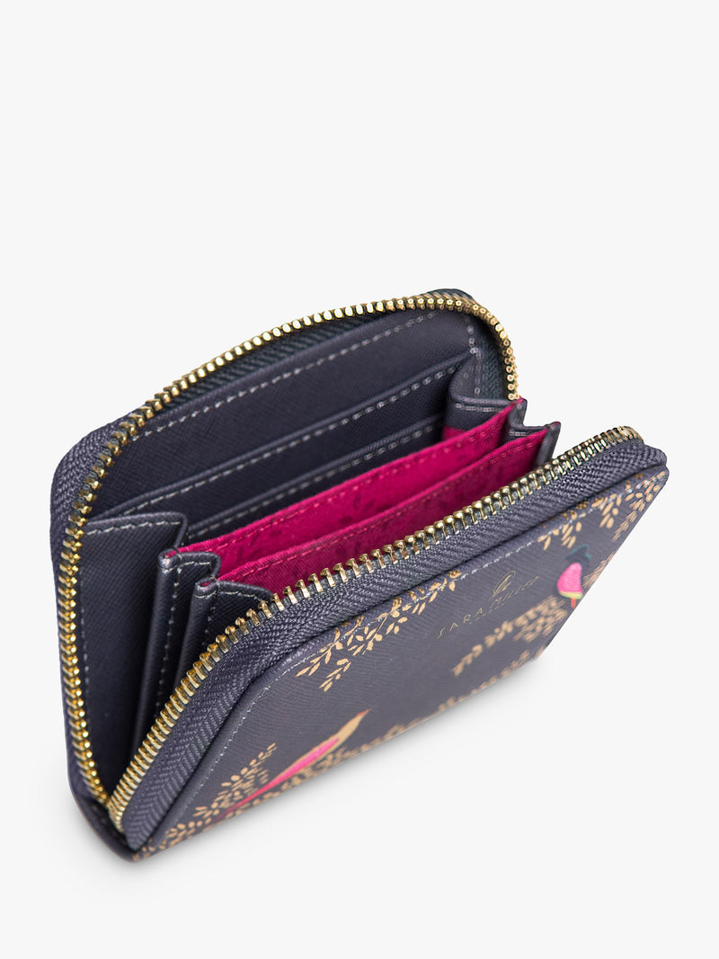 Sara Miller zip purse Smokey Blue Birds, imported from the UK