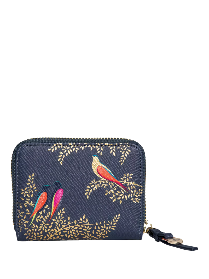 Sara Miller zip purse Smokey Blue Birds, imported from the UK