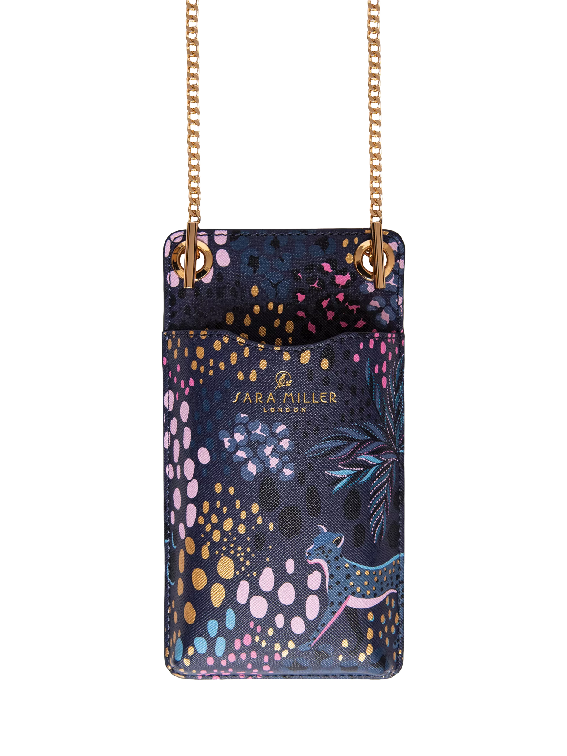 Sara Miller Midnight Leopard phone pouch - British product