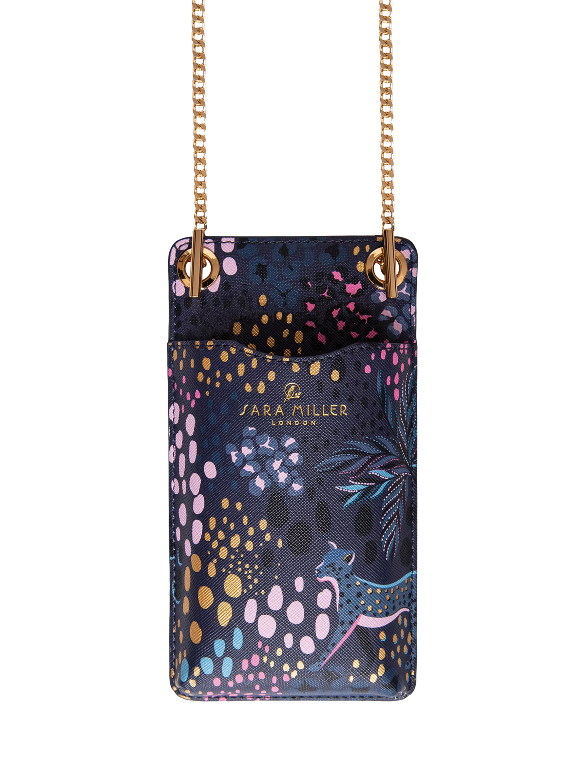 Sara Miller Midnight Leopard phone pouch - British product