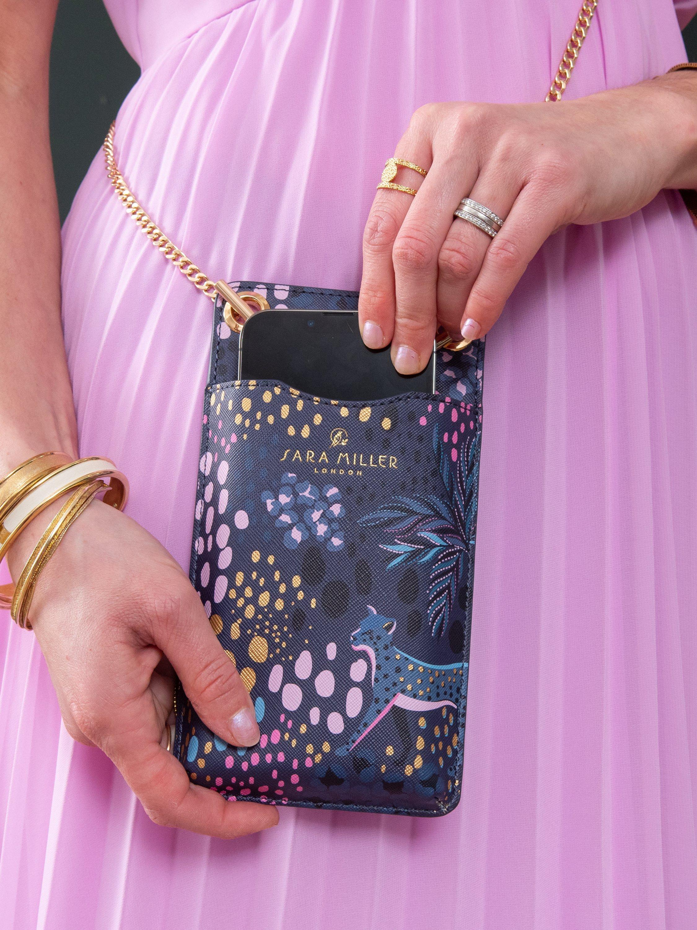 Sara Miller Midnight Leopard phone pouch - British product