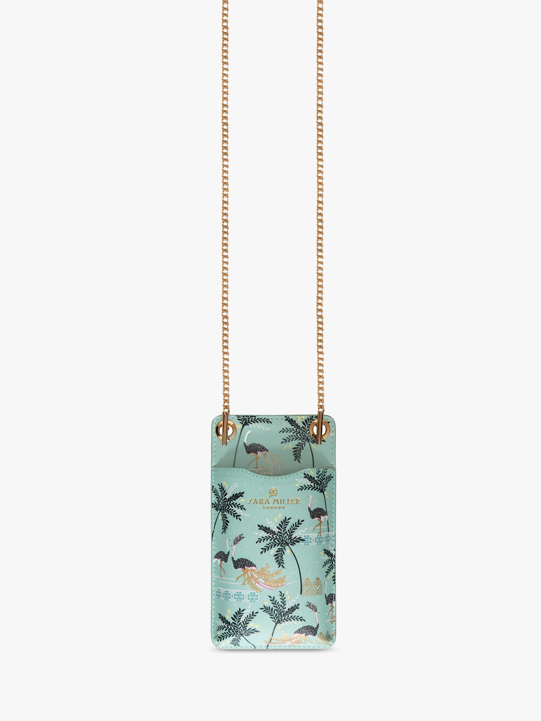 Sara Miller phone pouch Mint Ostrich faux leather, UK version