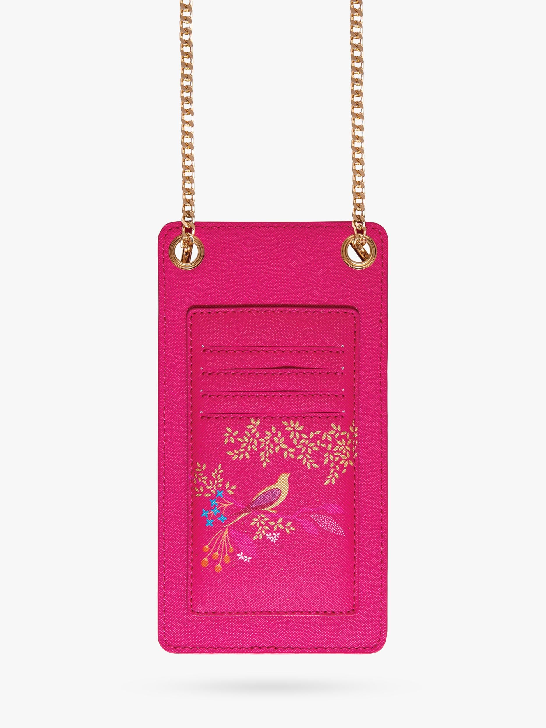 Sara Miller phone pouch Pink Chelsea faux saffiano leather (British brand)