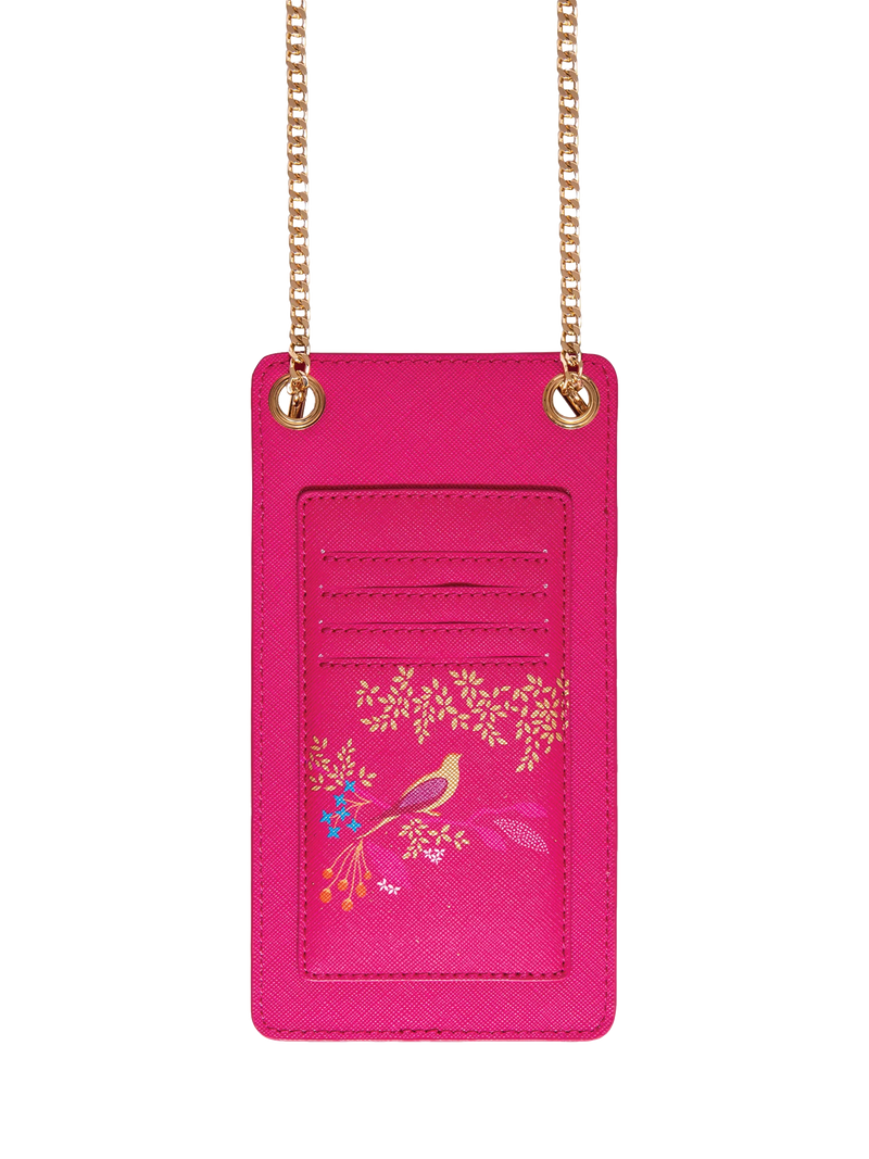 Sara Miller phone pouch Pink Chelsea faux saffiano leather (British brand)