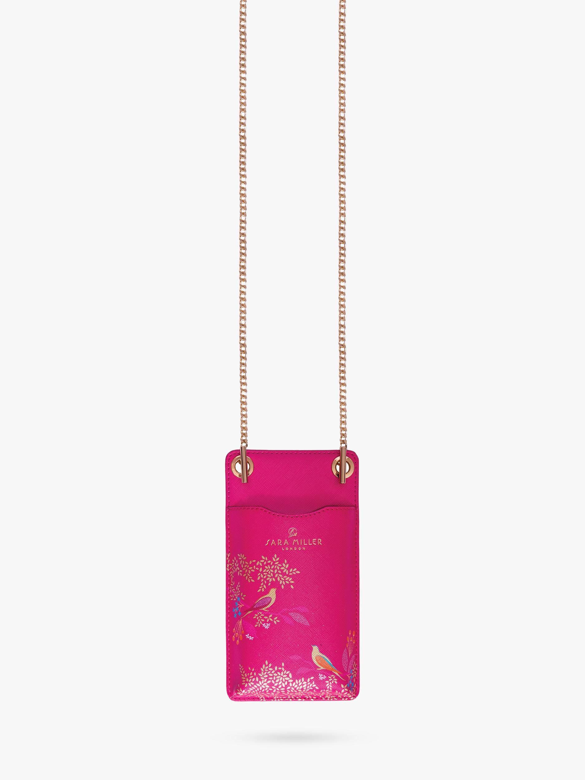 Sara Miller phone pouch Pink Chelsea faux saffiano leather (British brand)