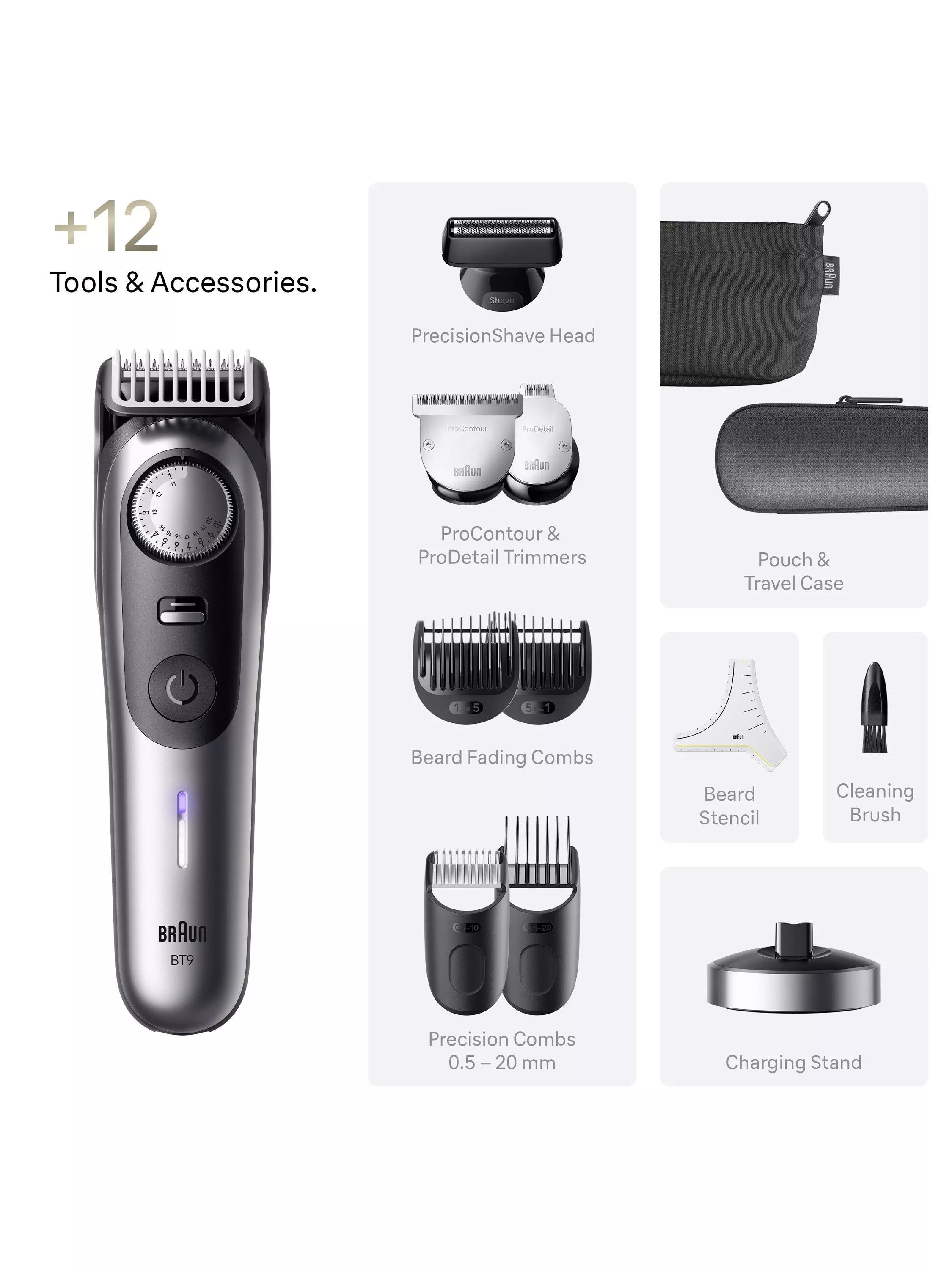 Braun Series 9 beard trimmer black with 12 tools (British brand)