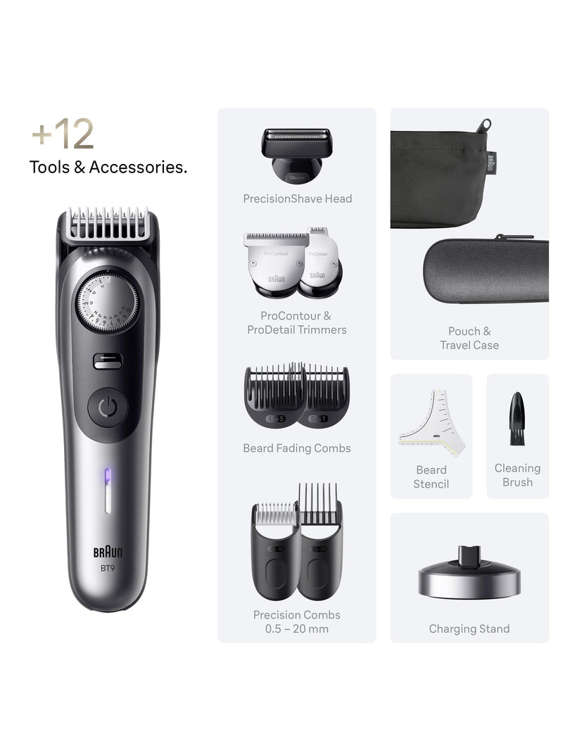 Braun Series 9 beard trimmer black with 12 tools (British brand)