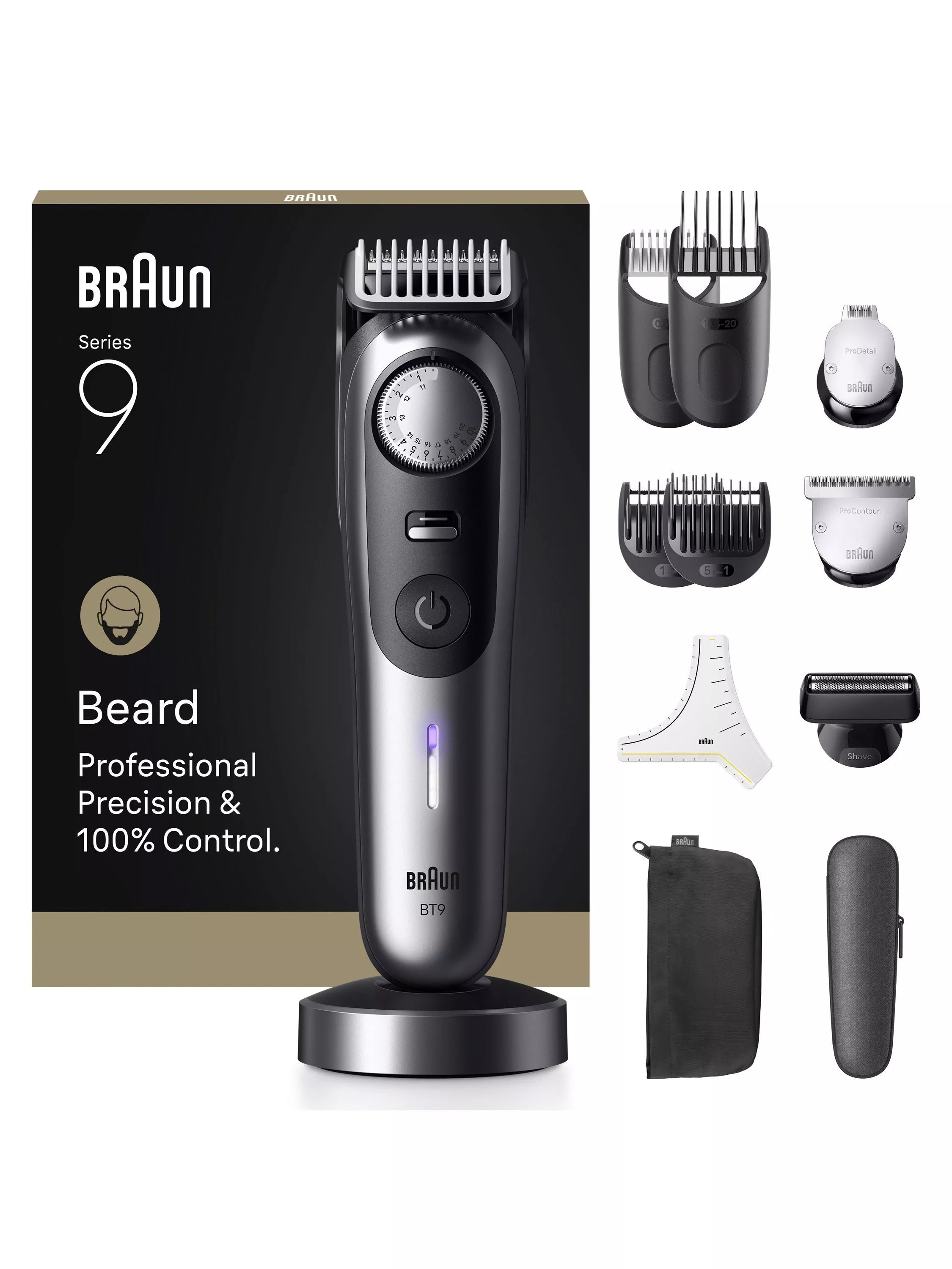 Braun Series 9 beard trimmer black with 12 tools (British brand)