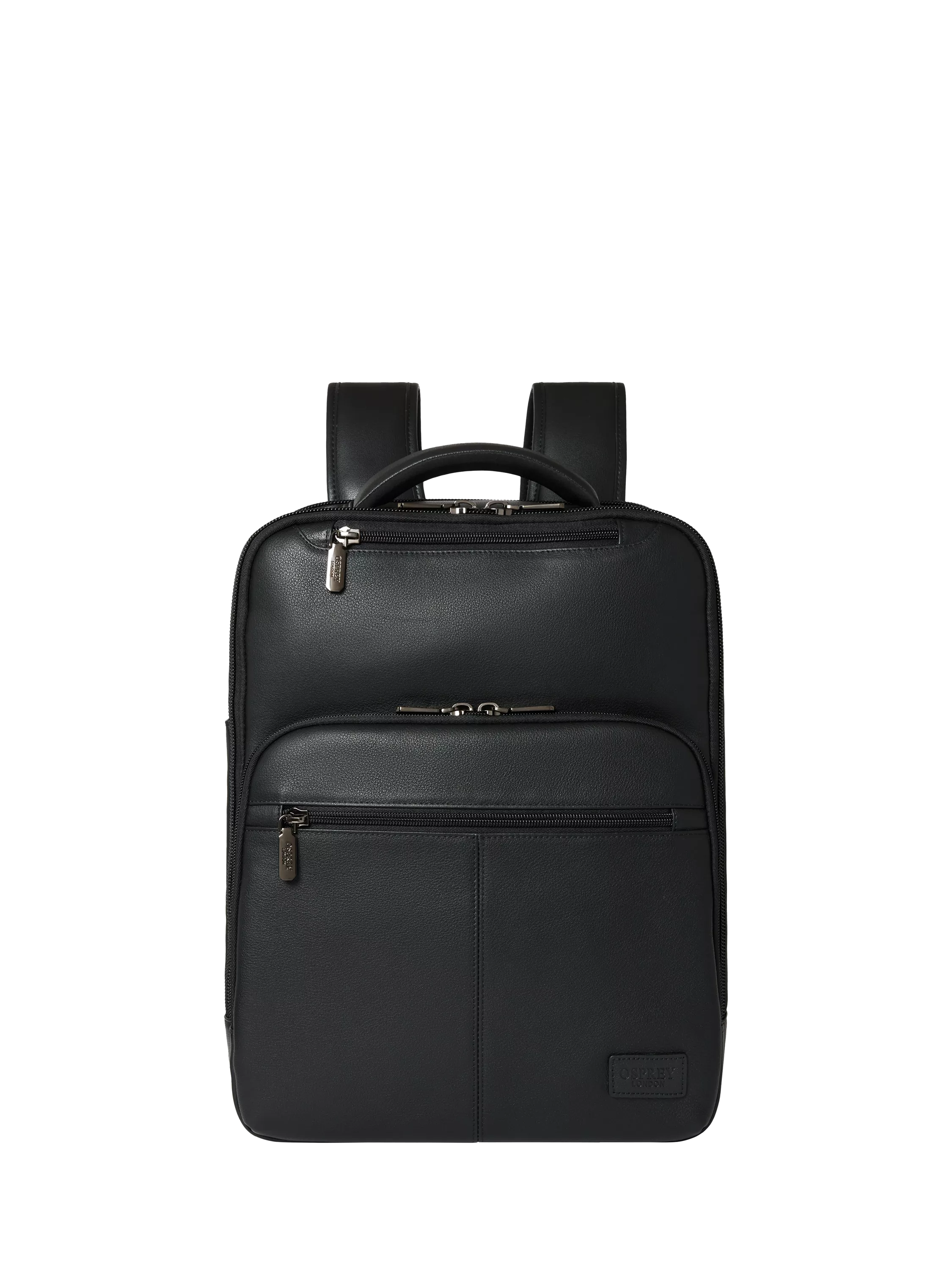 OSPREY LONDON Charlie black leather backpack, imported from the UK