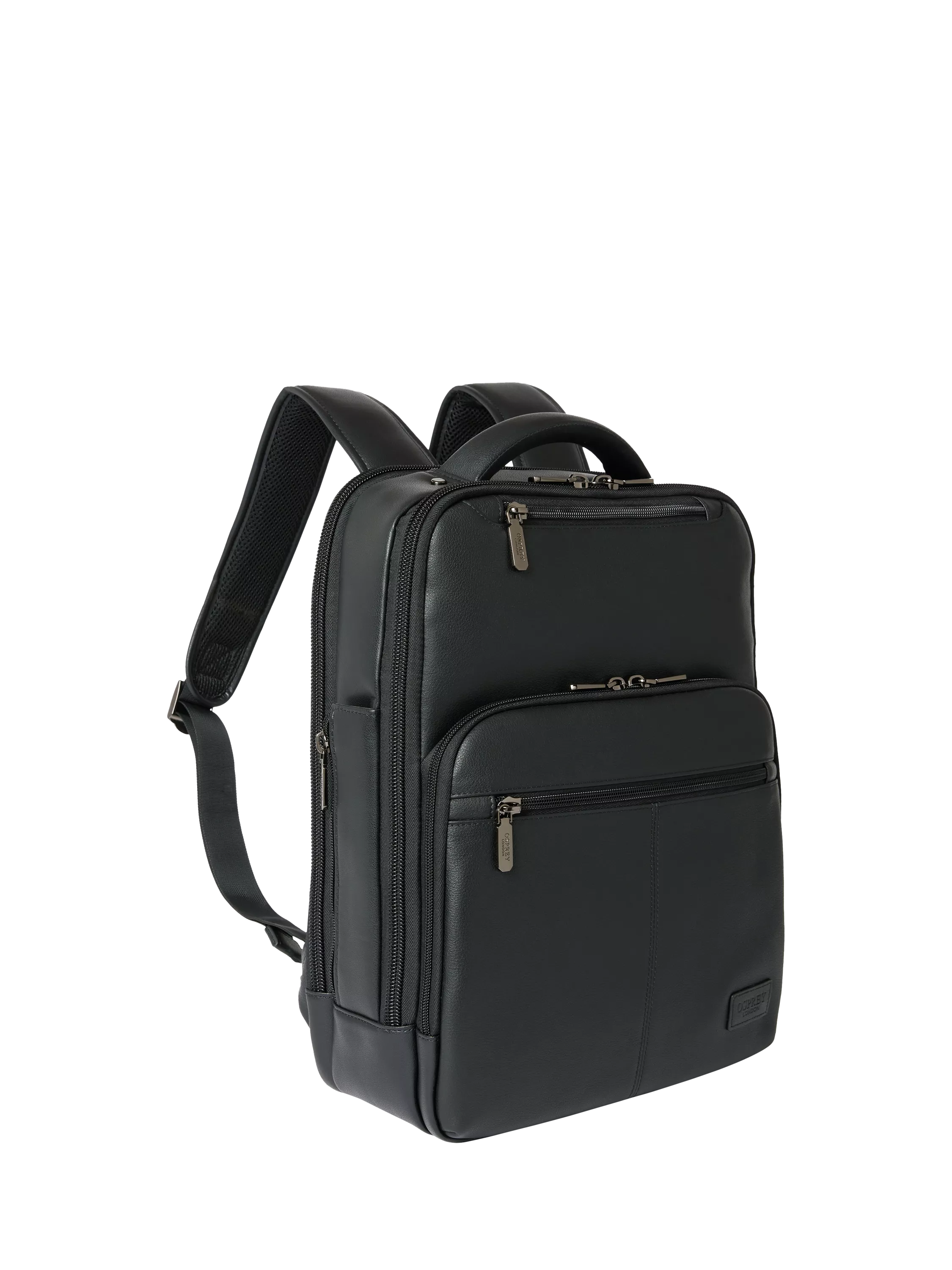 OSPREY LONDON Charlie black leather backpack, imported from the UK