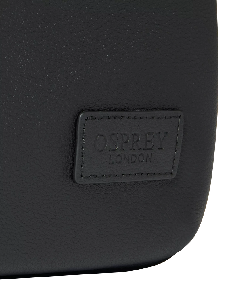 OSPREY LONDON Charlie black leather backpack, imported from the UK