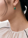 Astley Clarke malachite Deco drop huggie earrings gold, imported from the UK