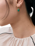 Astley Clarke malachite Deco drop huggie earrings gold, imported from the UK