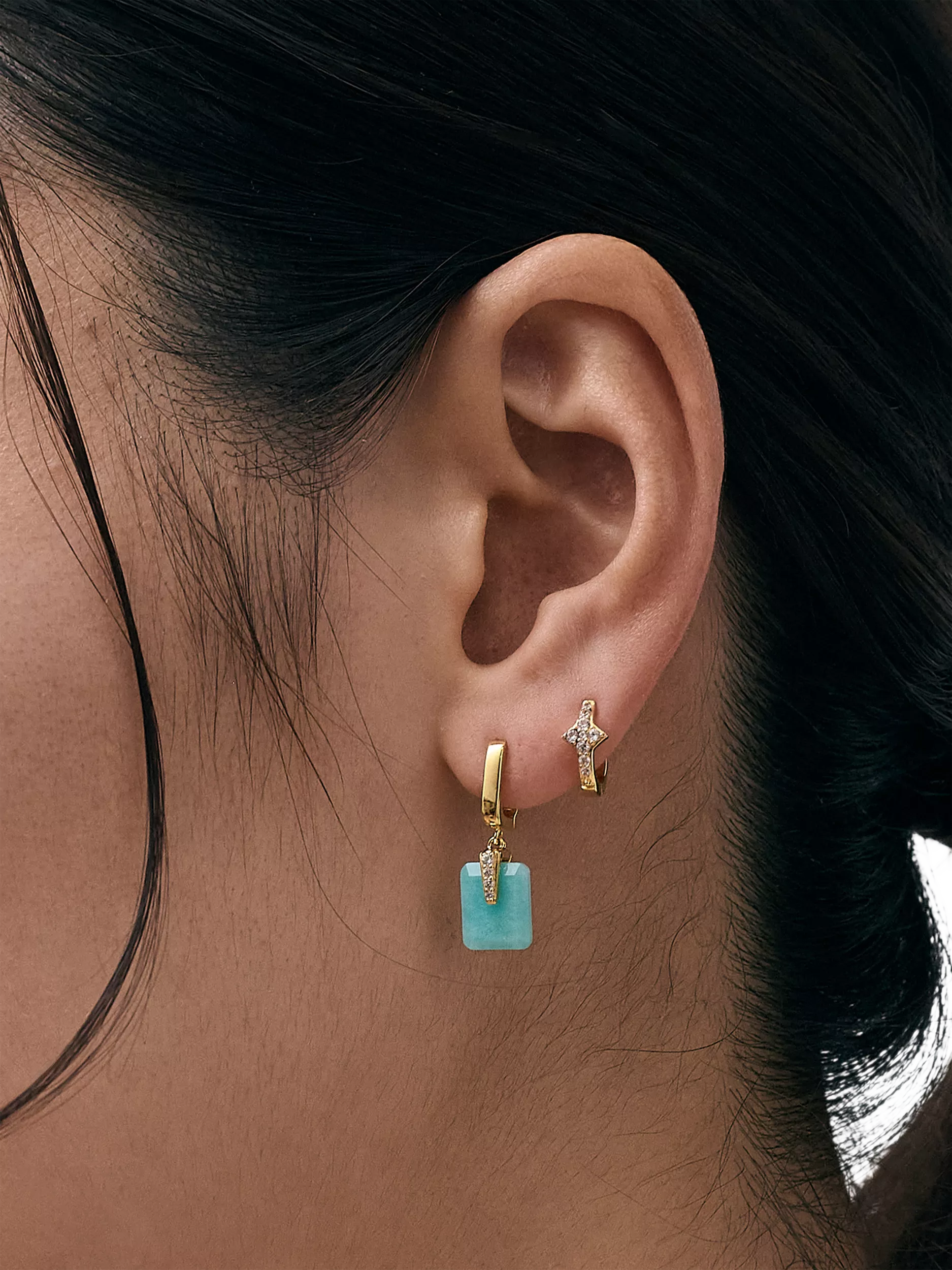 Astley Clarke Amazonite Art Deco drop huggie earrings - British product