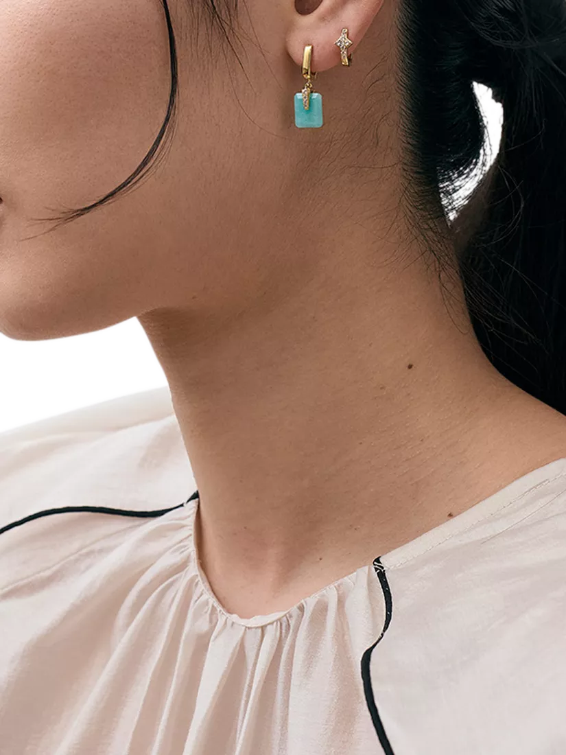 Astley Clarke Amazonite Art Deco drop huggie earrings - British product