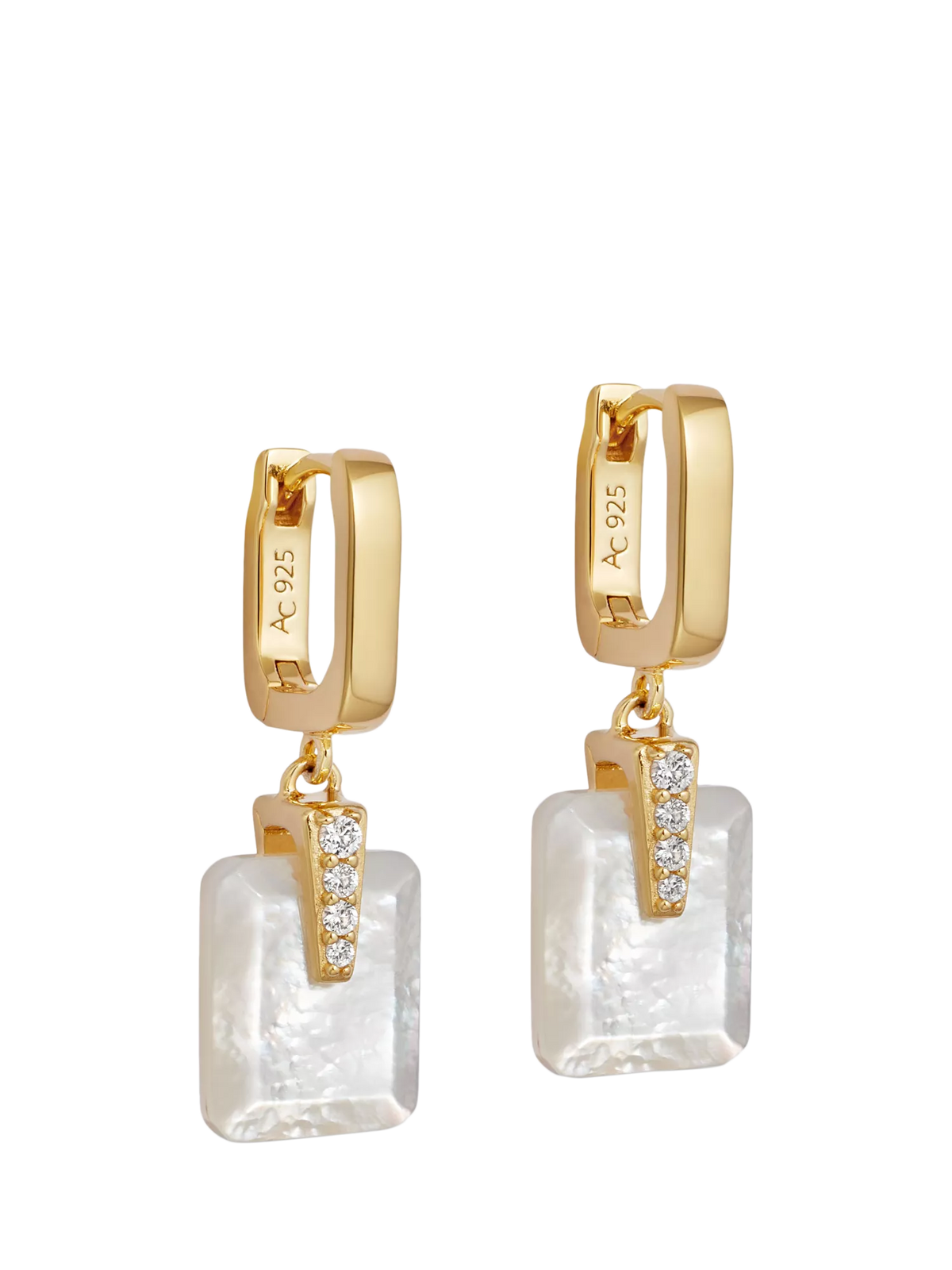 Astley Clarke Deco Earrings white sapphire and mother-of-pearl, imported from the UK
