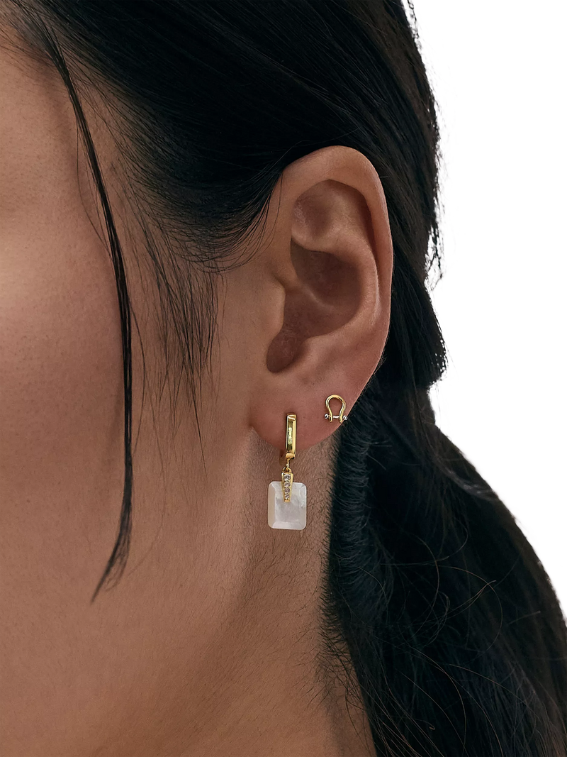 Astley Clarke Deco Earrings white sapphire and mother-of-pearl, imported from the UK