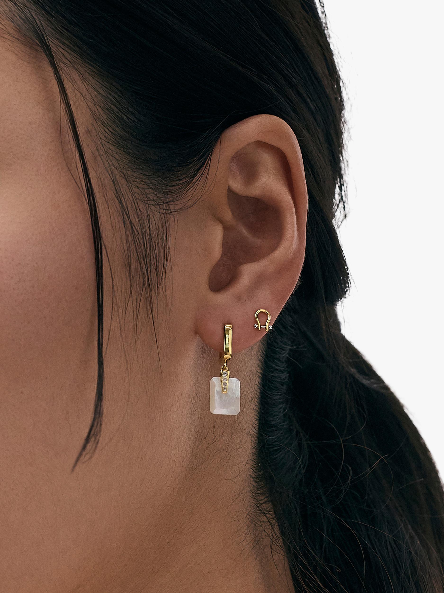 Astley Clarke Deco Earrings white sapphire and mother-of-pearl, imported from the UK