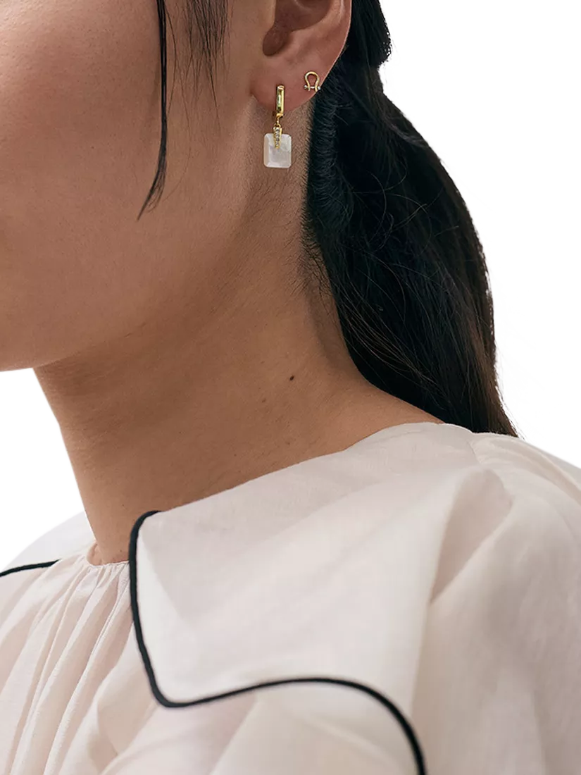 Astley Clarke Deco Earrings white sapphire and mother-of-pearl, imported from the UK