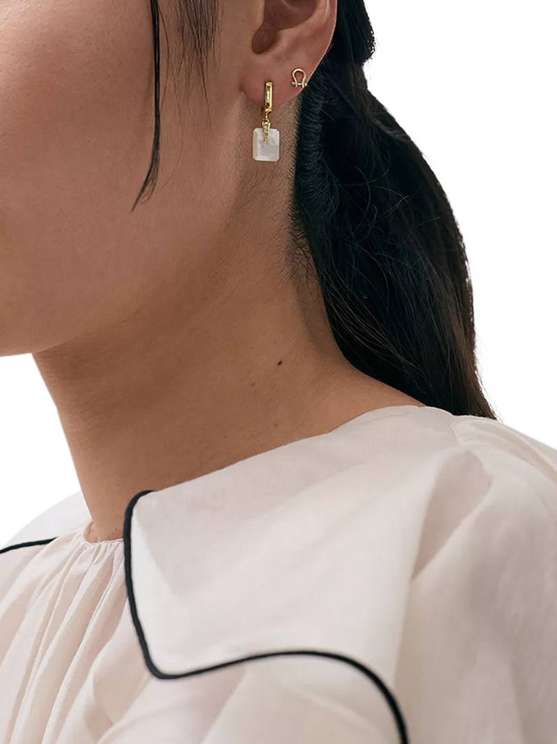 Astley Clarke Deco Earrings white sapphire and mother-of-pearl, imported from the UK