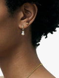 Astley Clarke pearl sapphire huggie earrings gold white, imported from the UK