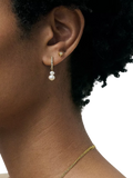 Astley Clarke pearl sapphire huggie earrings gold white, imported from the UK