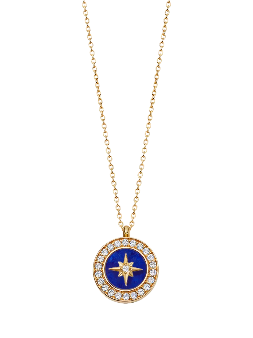 Astley Clarke North Star locket necklace gold blue lapis lazuli (British brand)