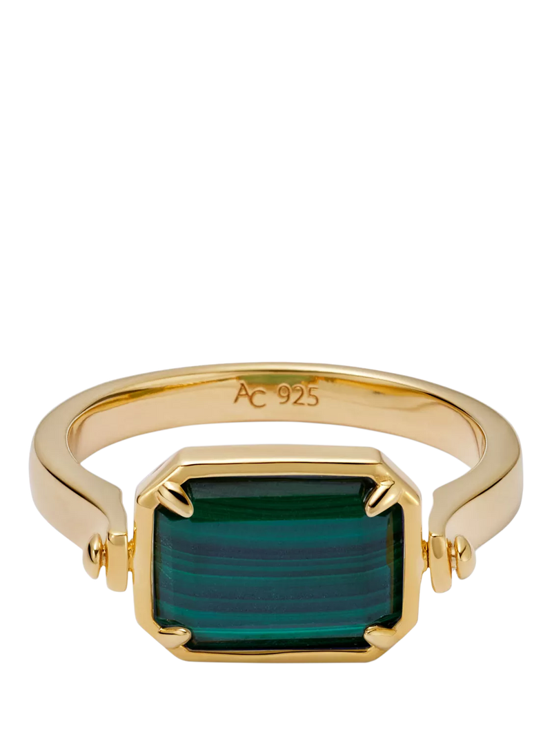Astley Clarke Lapis and Malachite Spinning Deco Cocktail Ring, Gold/Multi