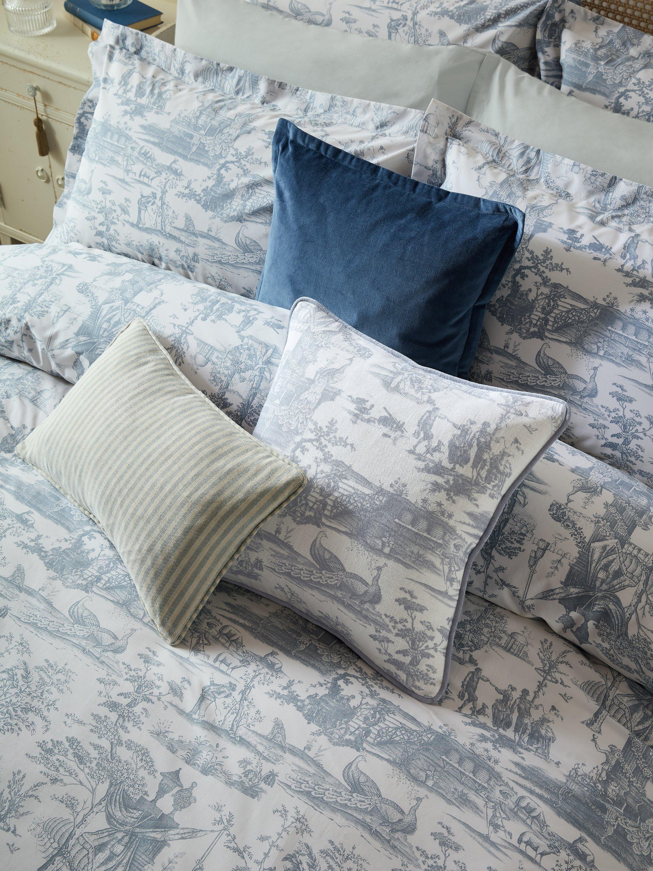 Laura Ashley Braysmith Toile cushion in blue 45x45cm (British brand)