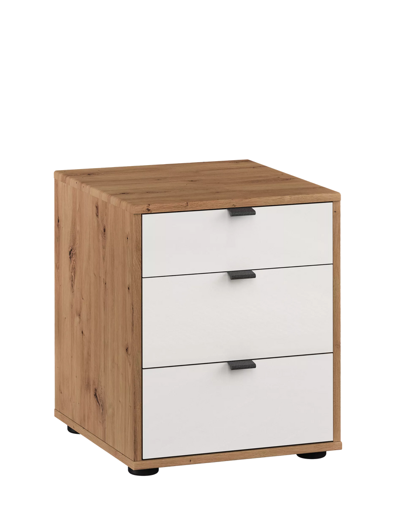 John Lewis Aspen 3 drawer bedside table with glass fronts, UK version