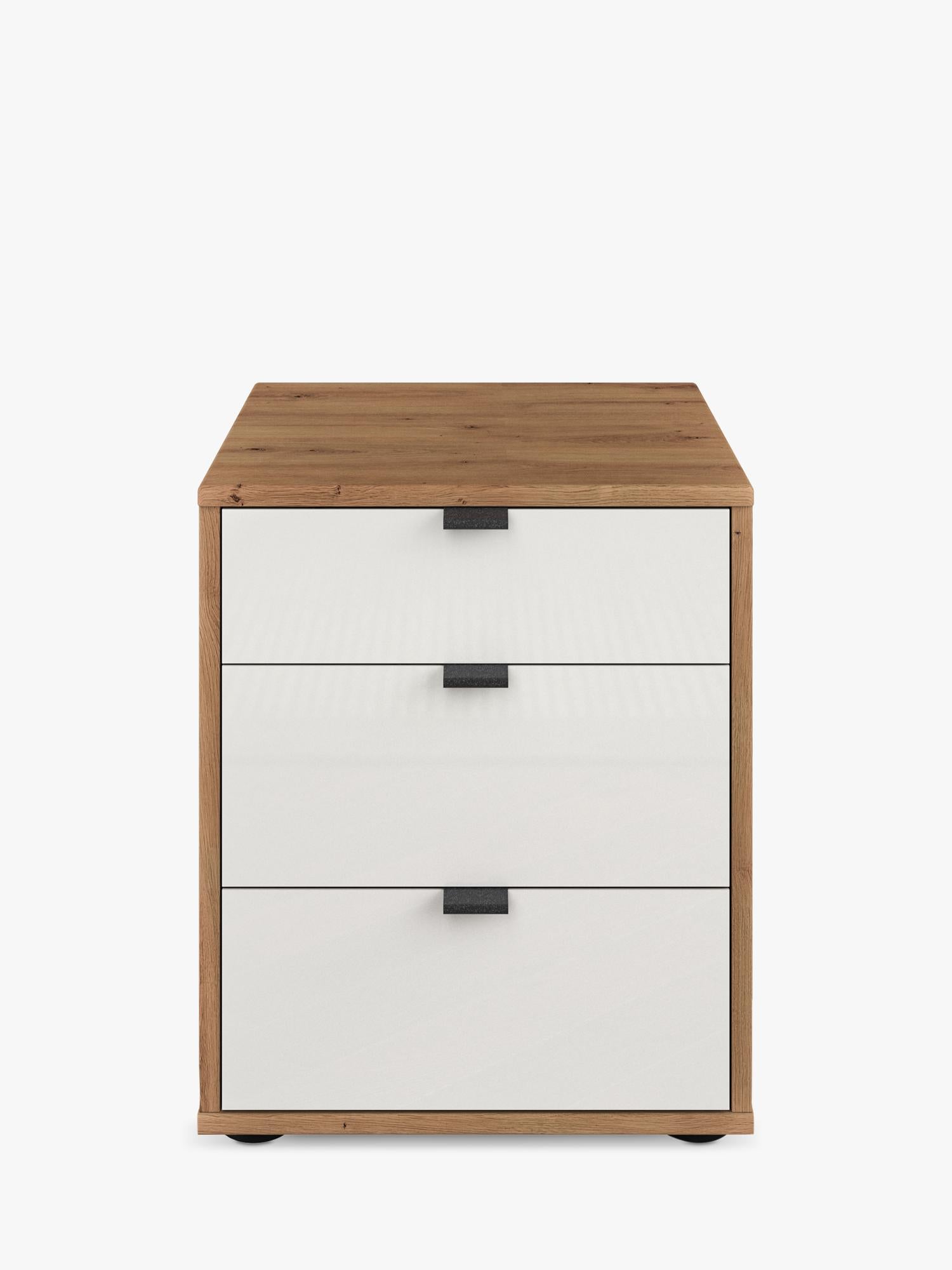 John Lewis Aspen 3 drawer bedside table with glass fronts, UK version