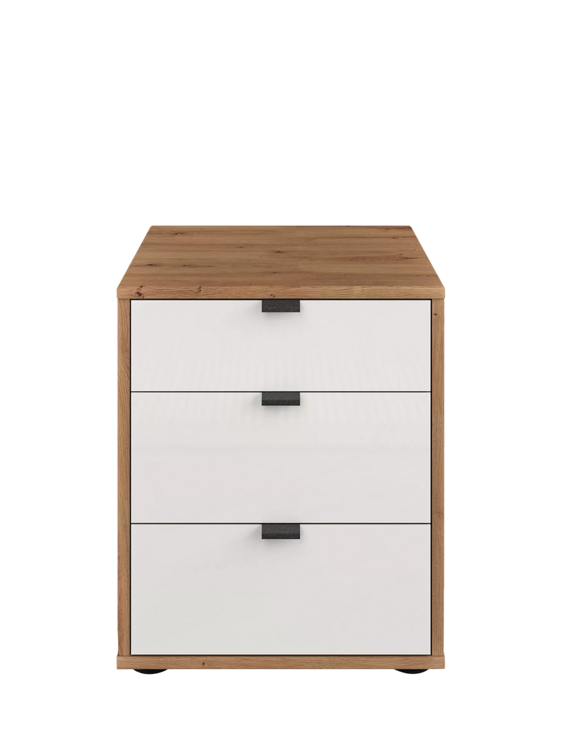 John Lewis Aspen 3 drawer bedside table with glass fronts, UK version