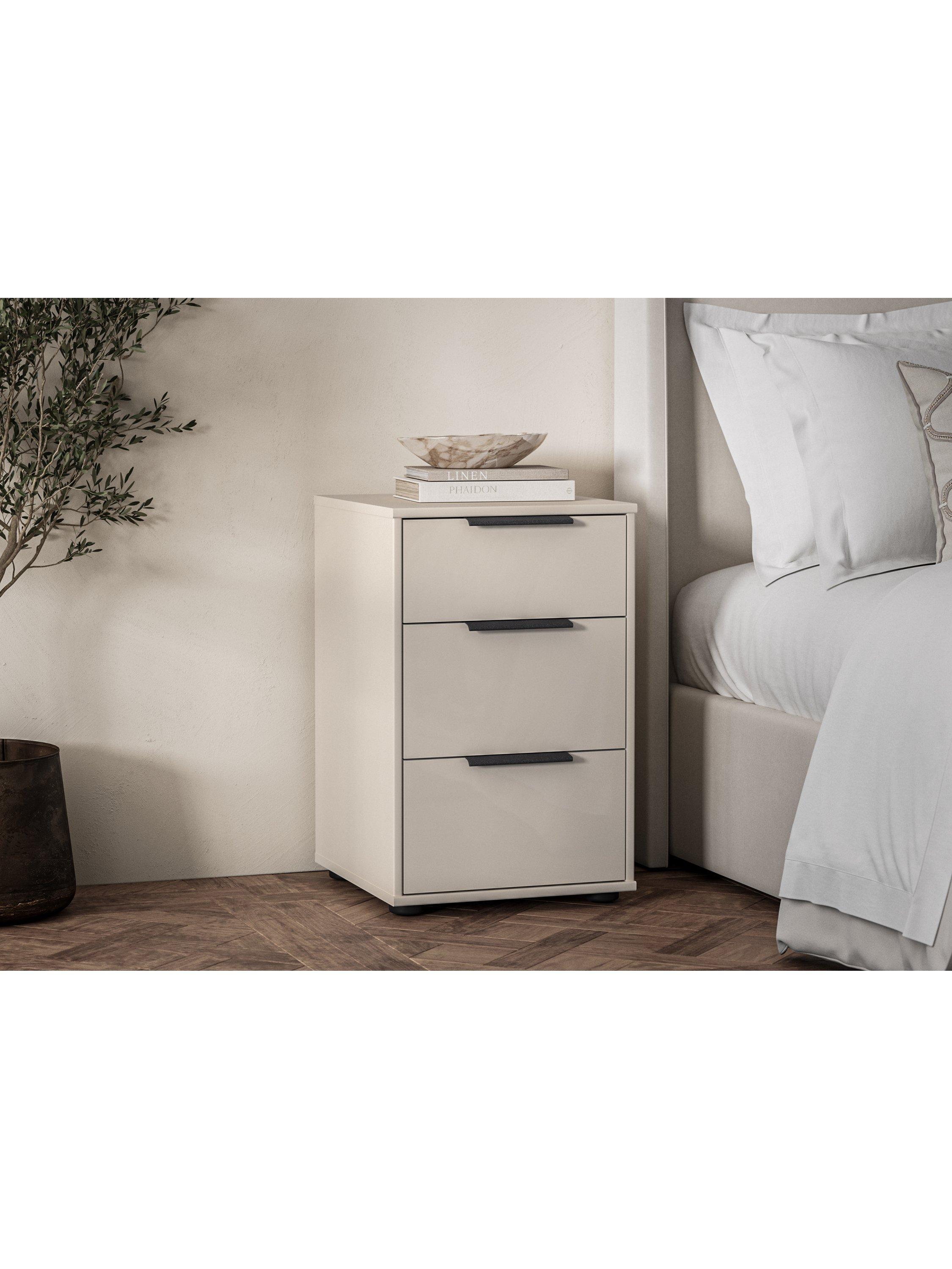John Lewis Newlyn 3 glass drawer bedside table, imported from the UK