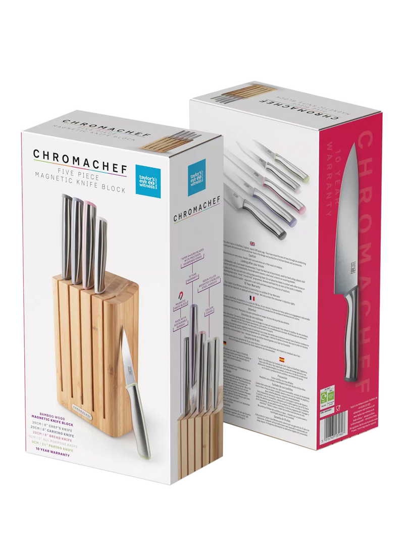 Taylor's Eye Witness Chromachef 5-piece knife block set (British brand)
