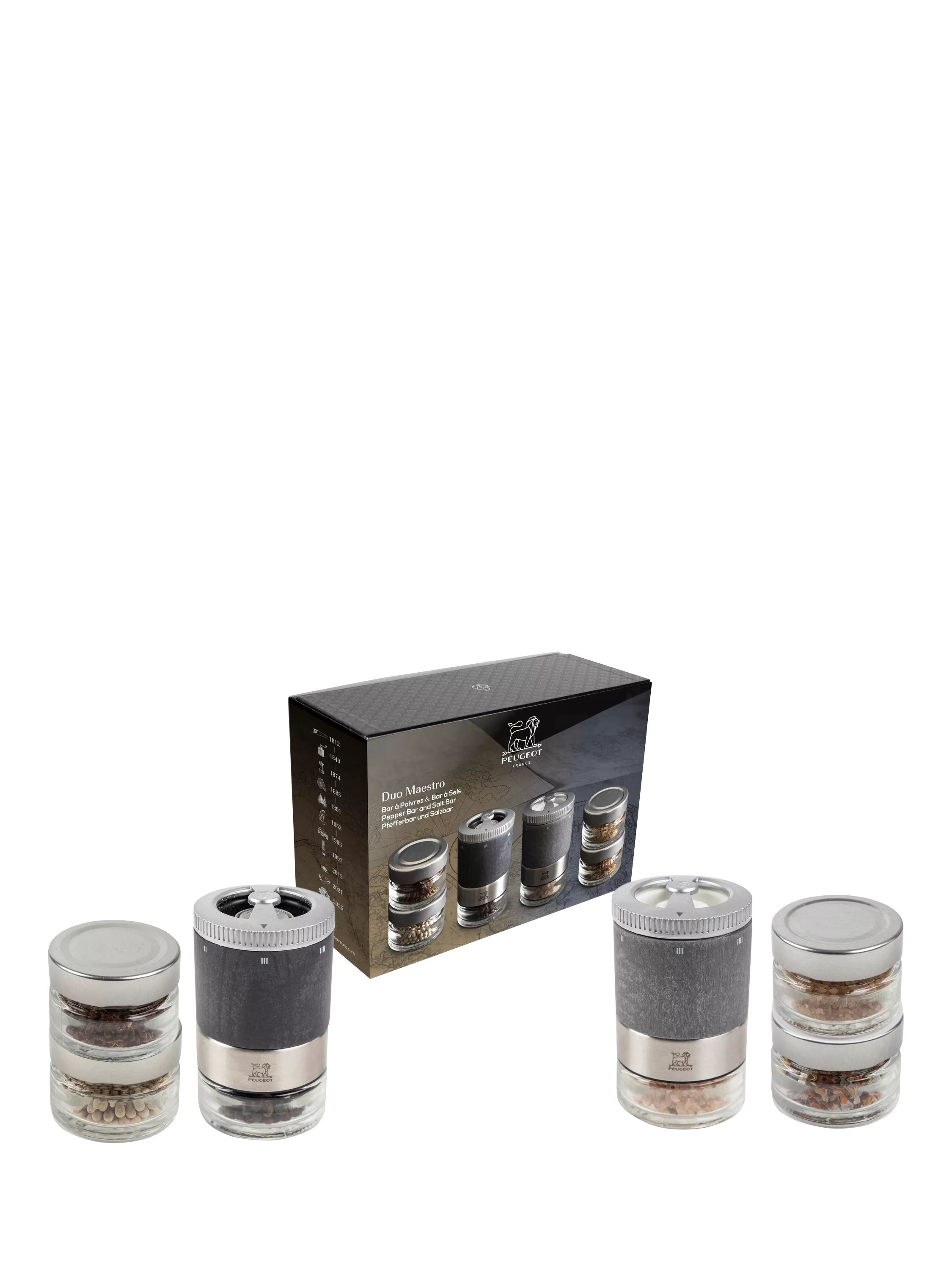 Peugeot Maestro Duo salt and pepper mill gift set in Graphite, UK version