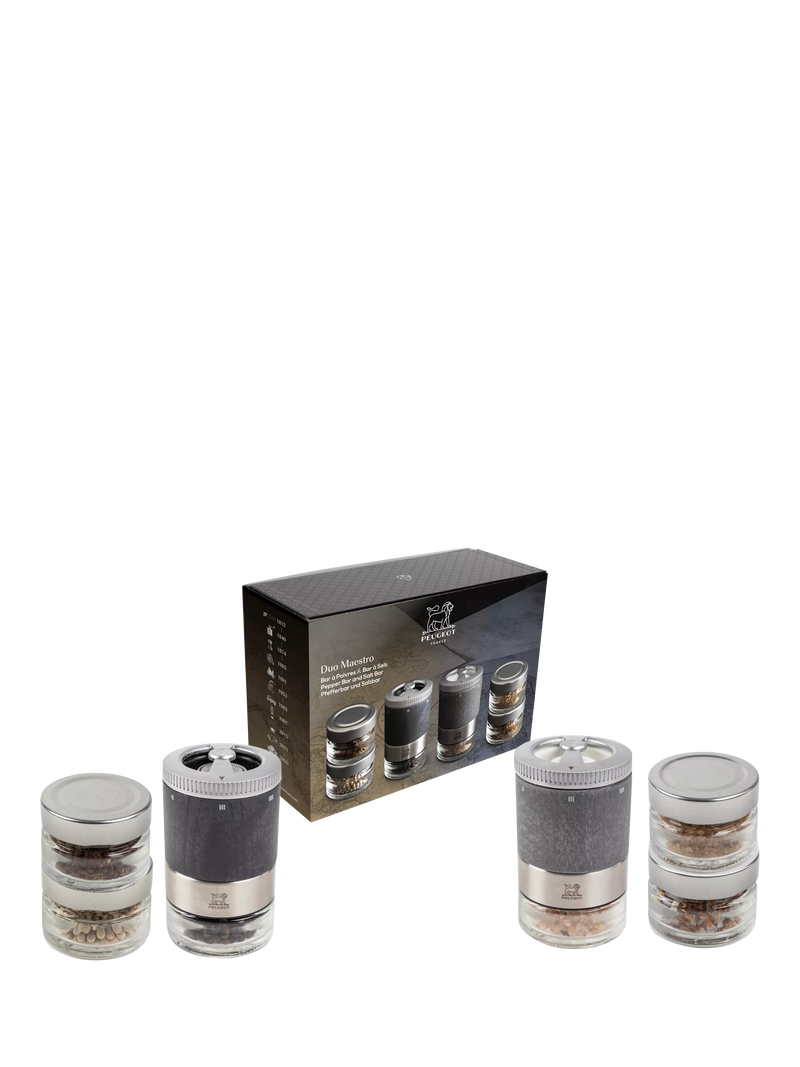 Peugeot Maestro Duo salt and pepper mill gift set in Graphite, UK version