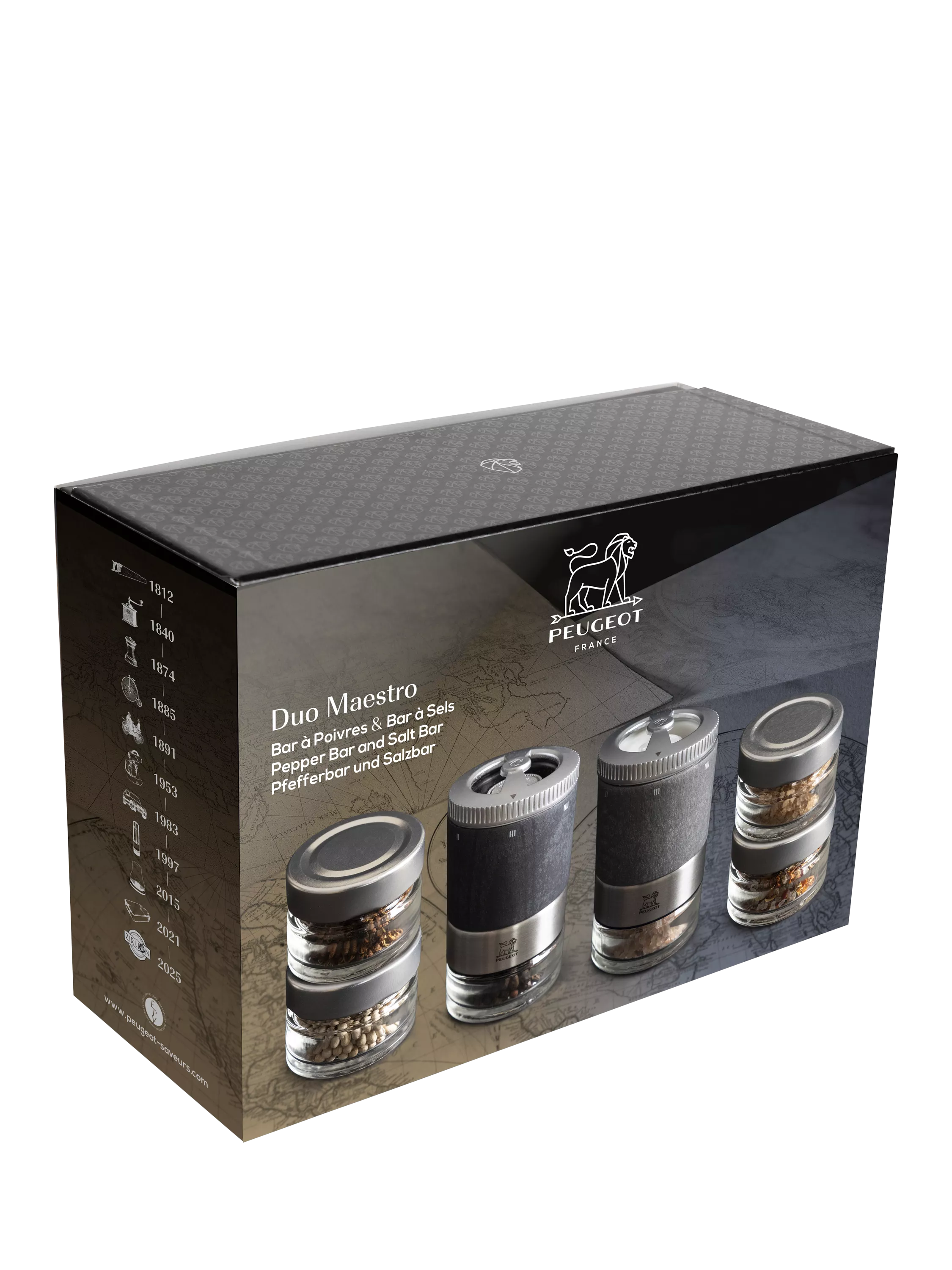 Peugeot Maestro Duo salt and pepper mill gift set in Graphite, UK version