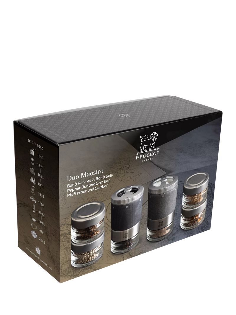 Peugeot Maestro Duo salt and pepper mill gift set in Graphite, UK version