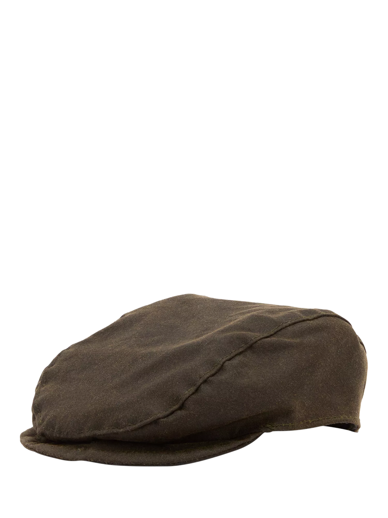 Barbour dog waxed flat cap in green olive (British brand)