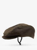 Barbour dog waxed flat cap in green olive (British brand)