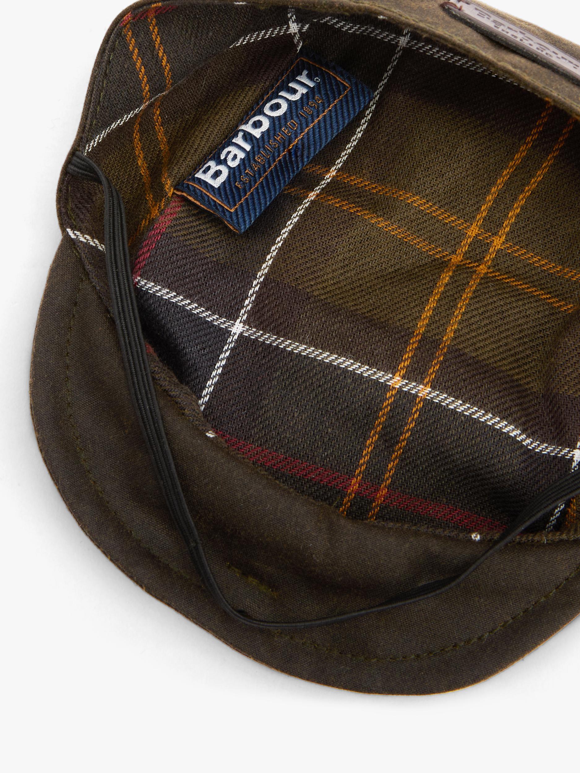 Barbour dog waxed flat cap in green olive (British brand)