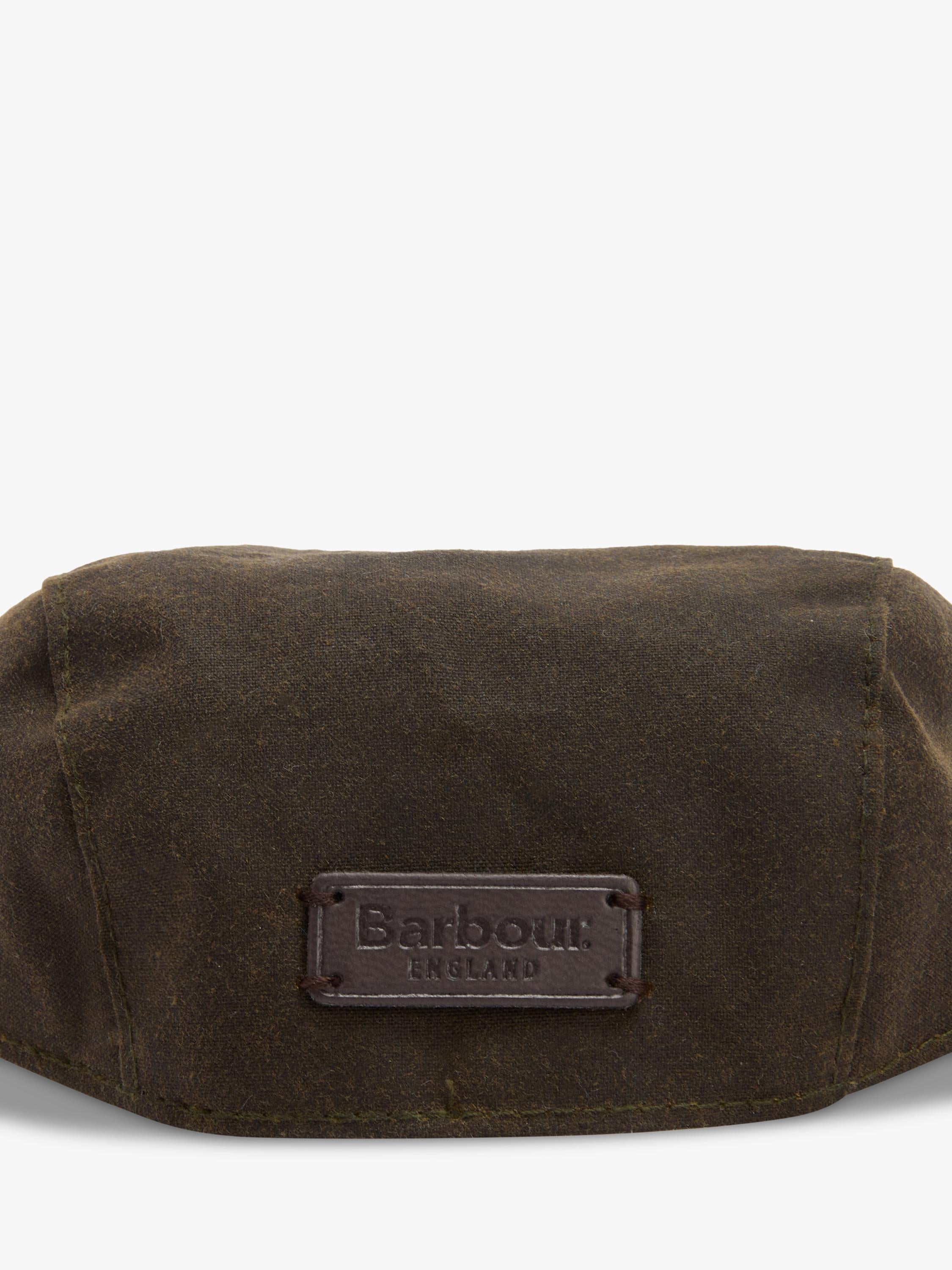 Barbour dog waxed flat cap in green olive (British brand)