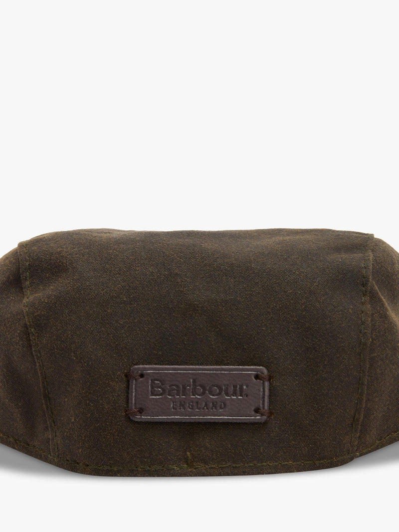 Barbour dog waxed flat cap in green olive (British brand)