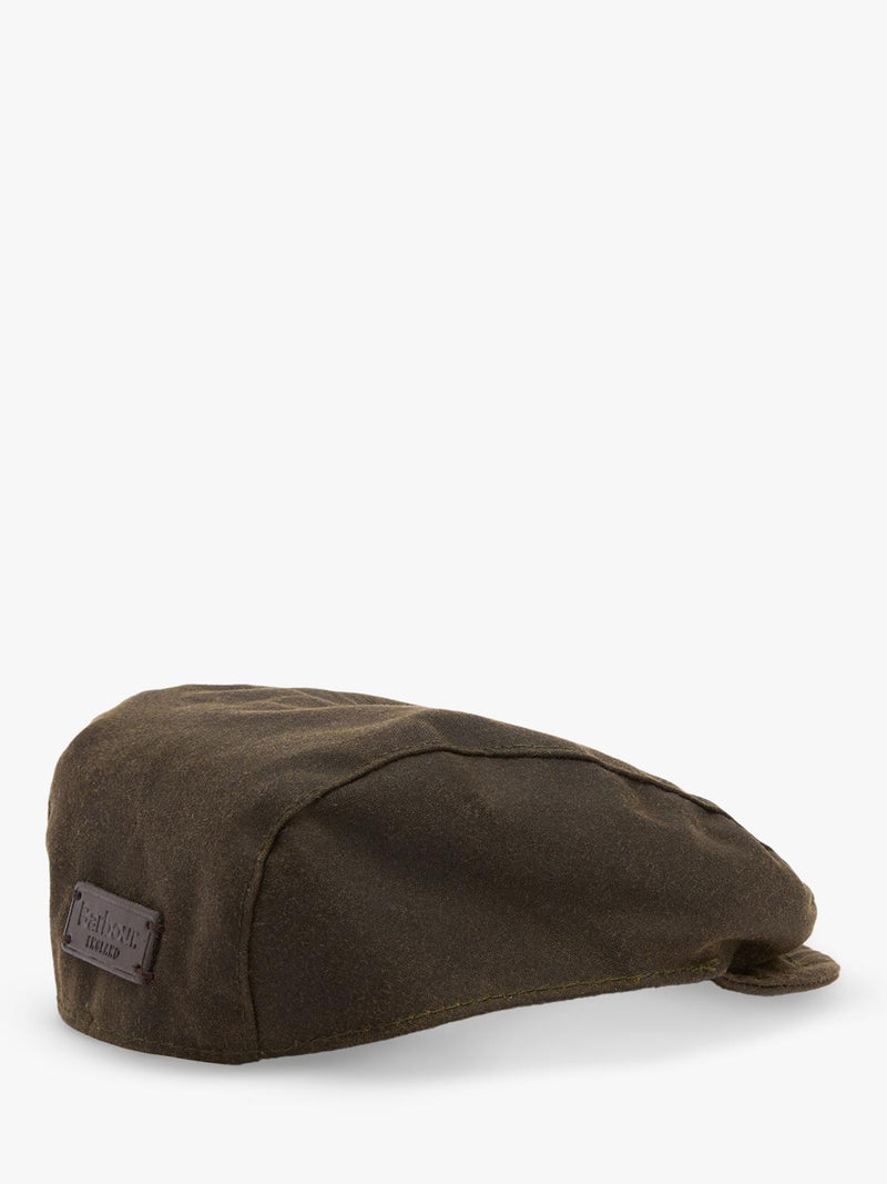 Barbour dog waxed flat cap in green olive (British brand)