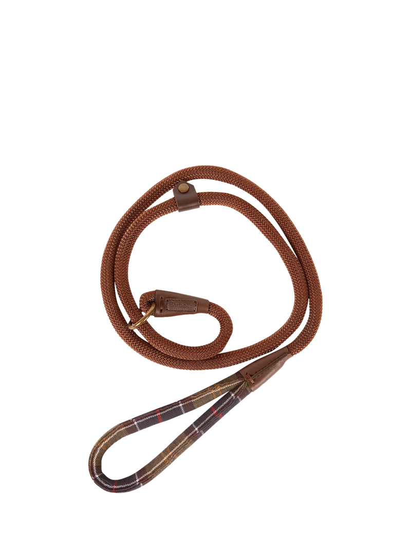 Barbour tartan dog lead with grip slip, brown (British brand)