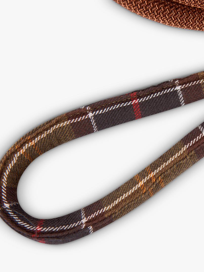 Barbour tartan dog lead with grip slip, brown (British brand)